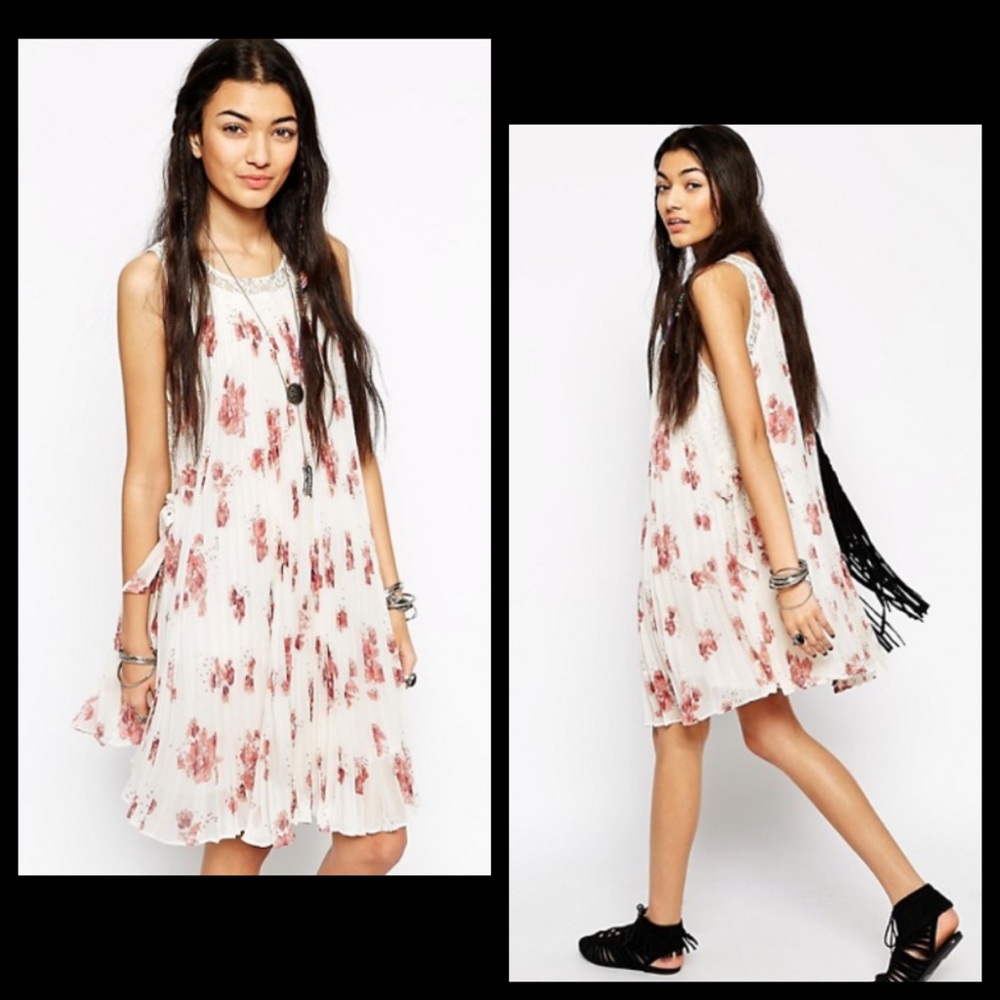 Free People Pleated Floral Trapeze Swing Dress - Picture 3 of 8
